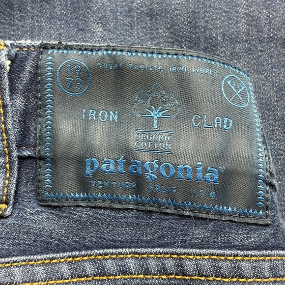Patagonia Straight Stretch Jeans 33x32 Mens Organic Cotton Blue Denim Iron Clad - Picture 11 of 16